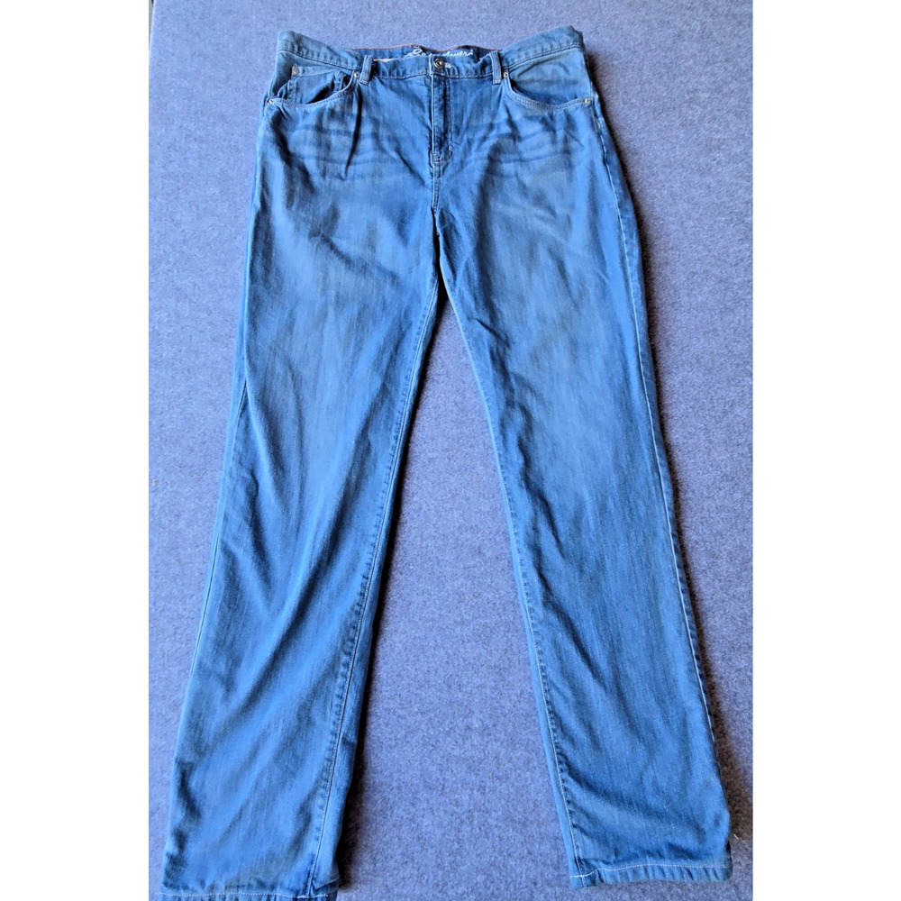 Eddie Bauer Women's Jeans Boyfriend Mid Rise Straight Flannel Lined Size 16